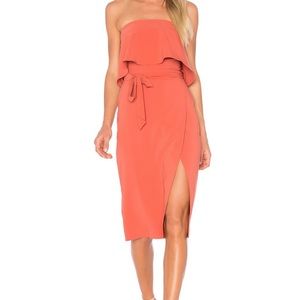 Lovers and Friends Dress, blood orange, strapless, size Large! Worn only once!